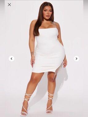 NWT Fashion Nova White Fringe Mini Dress - size 2X